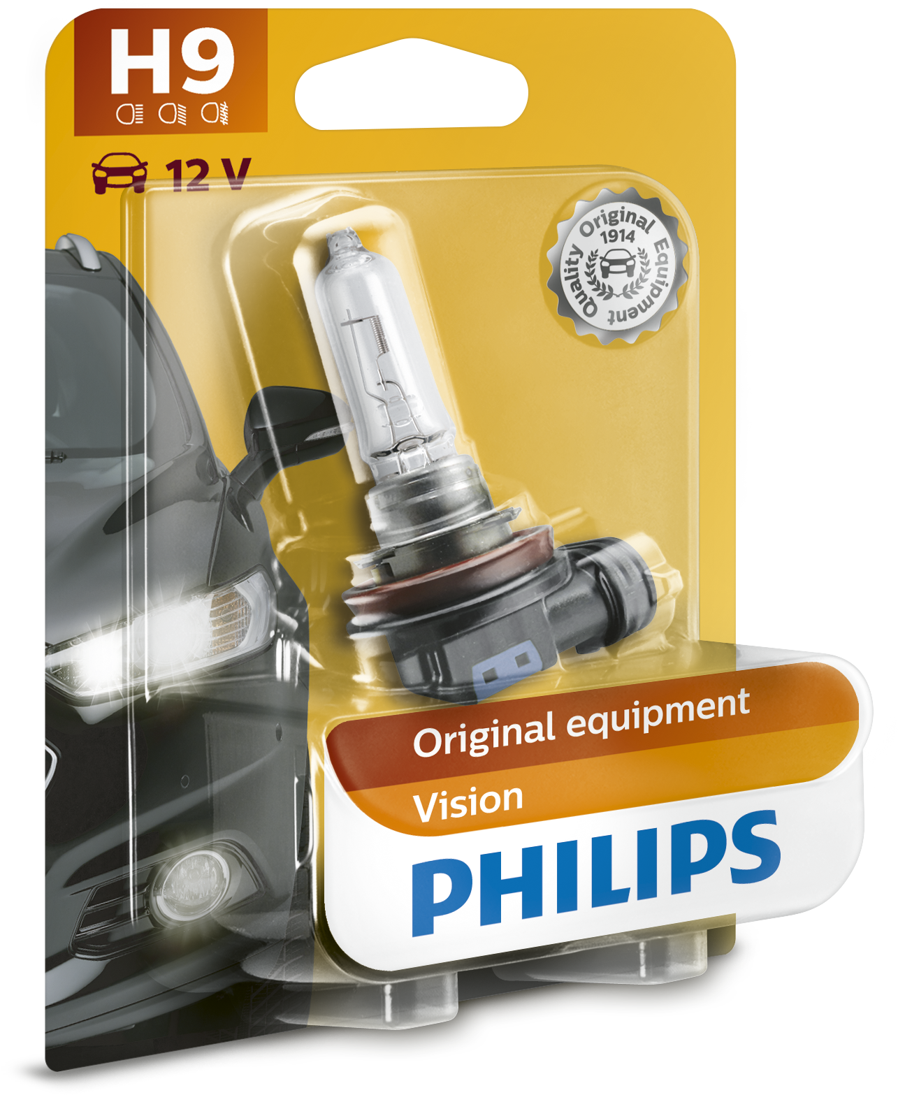 Philips H9 Vision bis zu 30% mehr Licht Premium Halogenlampe
