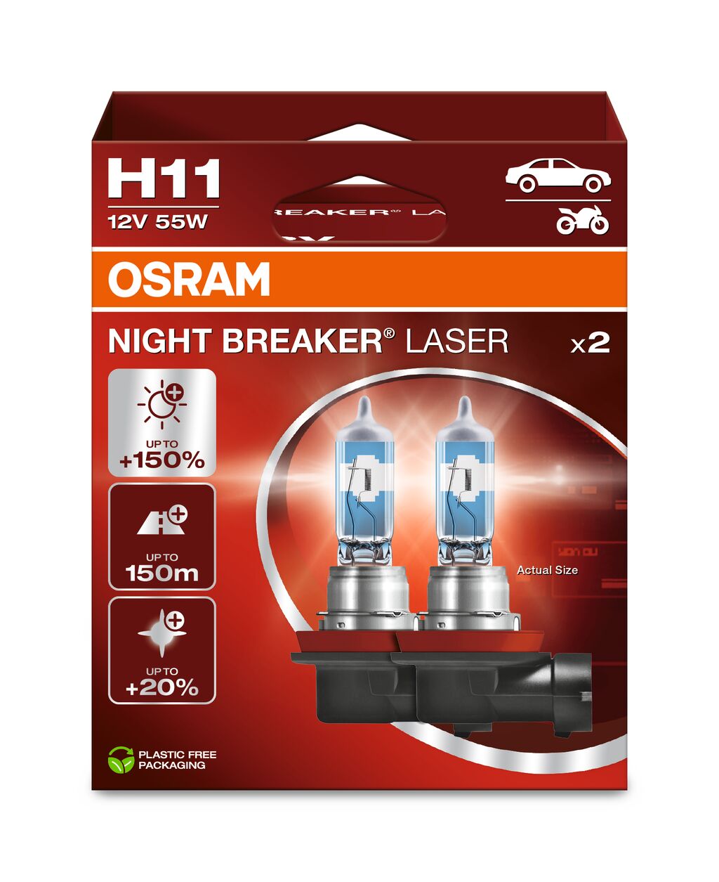 H11 12V 55W PGJ19-2 NIGHT BREAKER® LASER +150% mehr Helligke