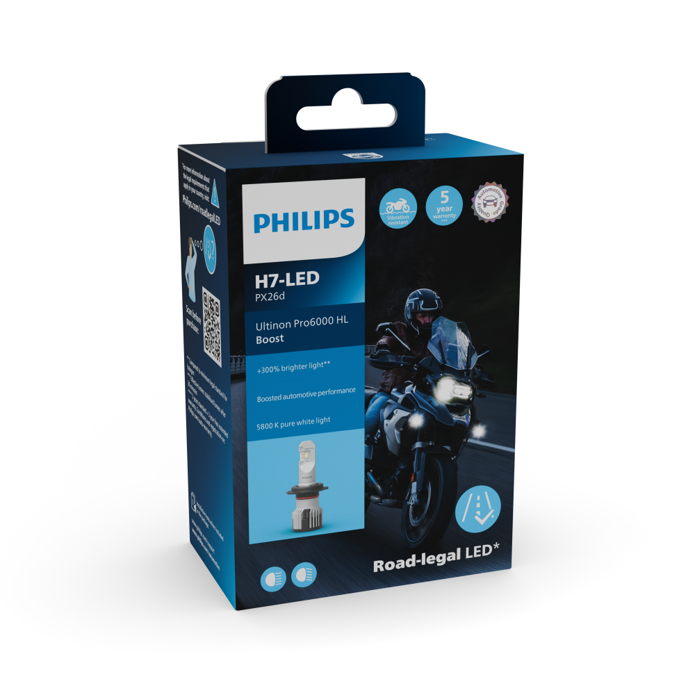 H7 Philips Ultinon Pro6000 BOOST LED  X1 für Motorrad +300%*