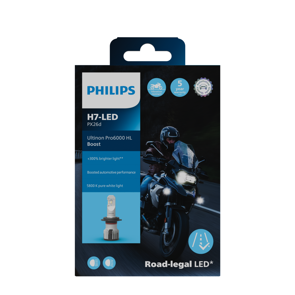 H7 Philips Ultinon Pro6000 BOOST LED  X1 für Motorrad +300%*