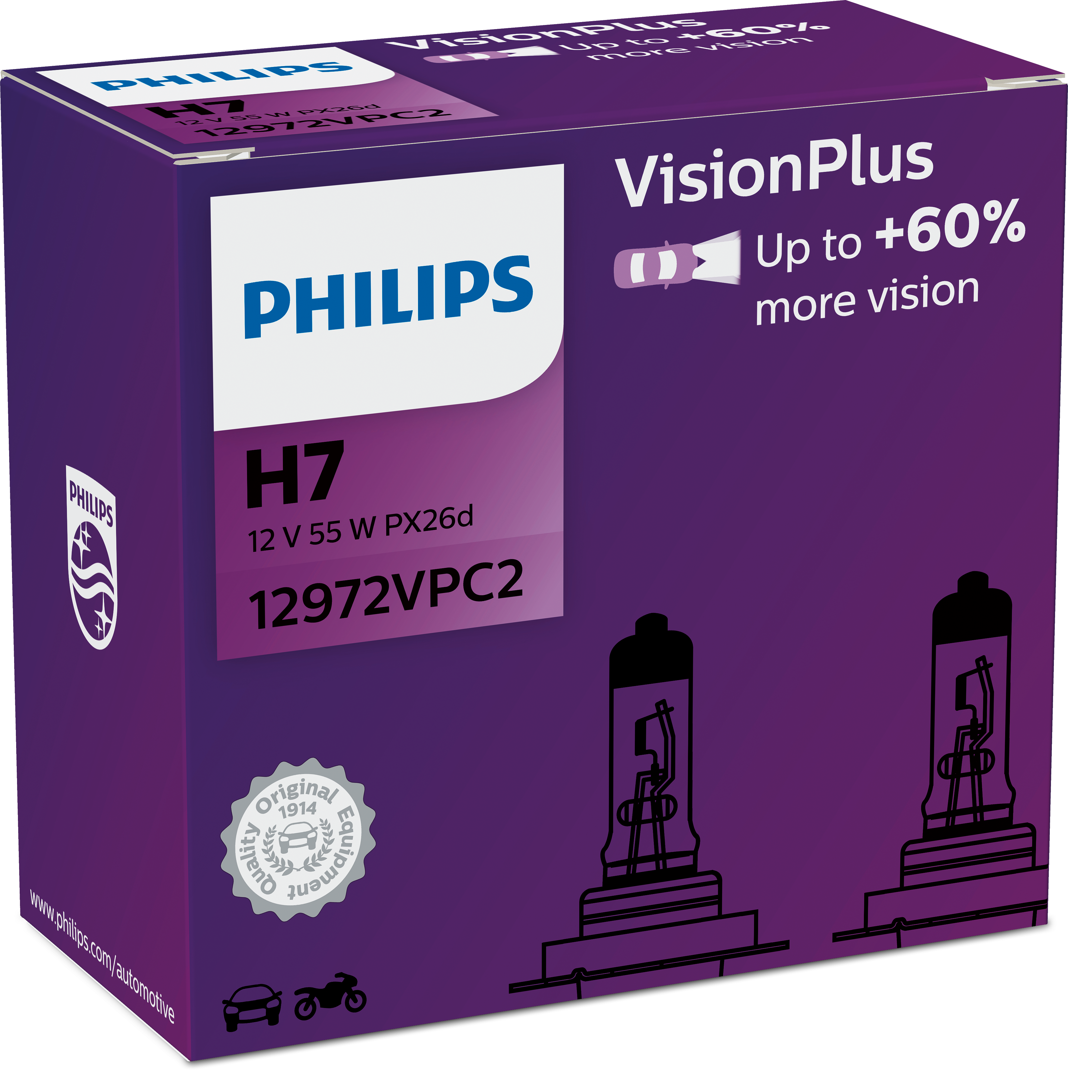 Philips VisionPlus H7 bis zu 60% mehr Licht Halogenlampe 129