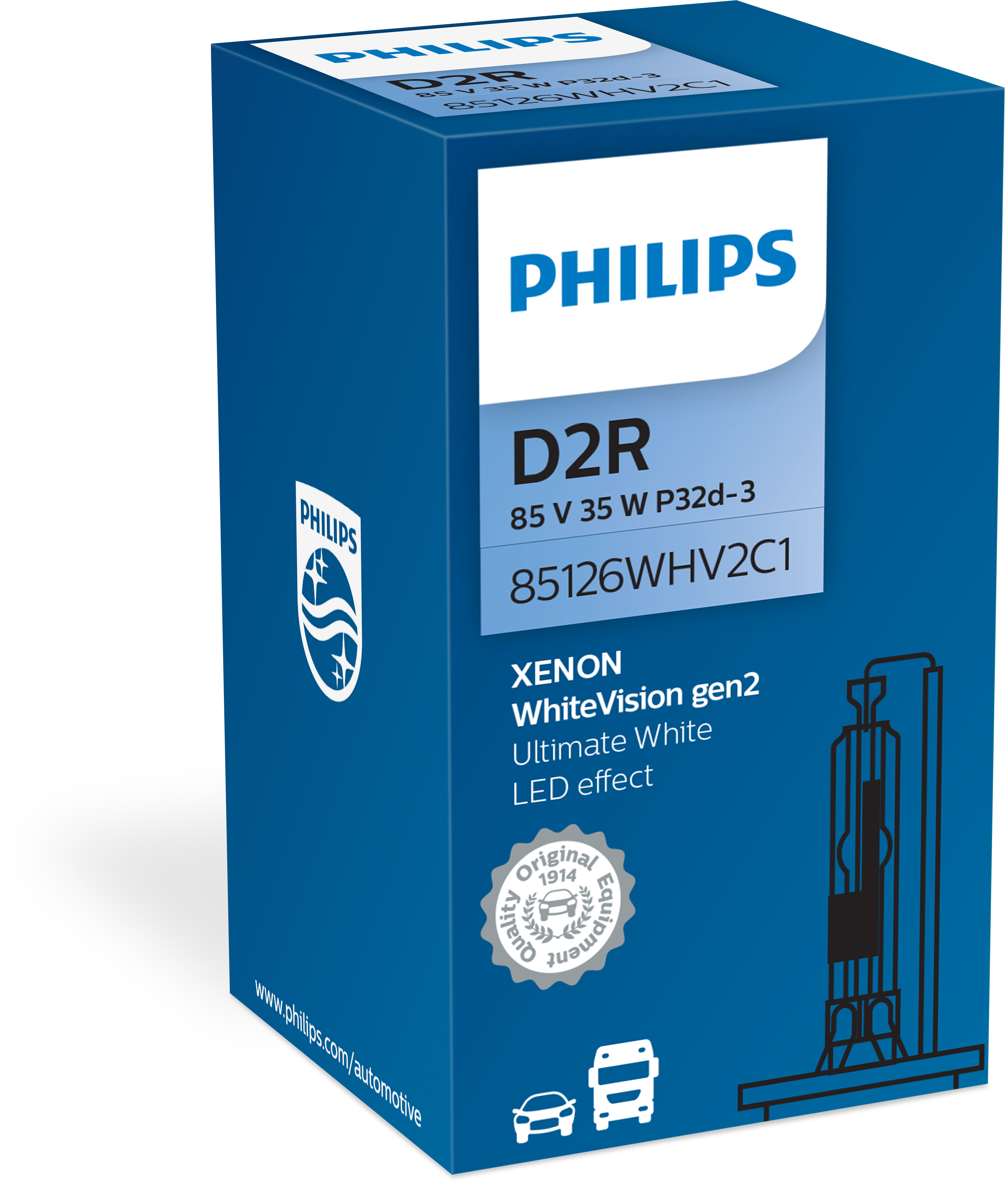 Philips D2R, LED-Effekt, Gleichmäßiges weißes Licht, Bis zu