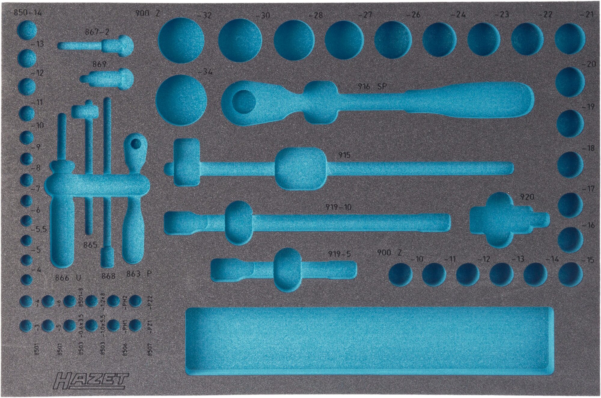 HAZET 2-Komponenten Weichschaumeinlage 163-118L ∙ L x B: 519 x 342 mm