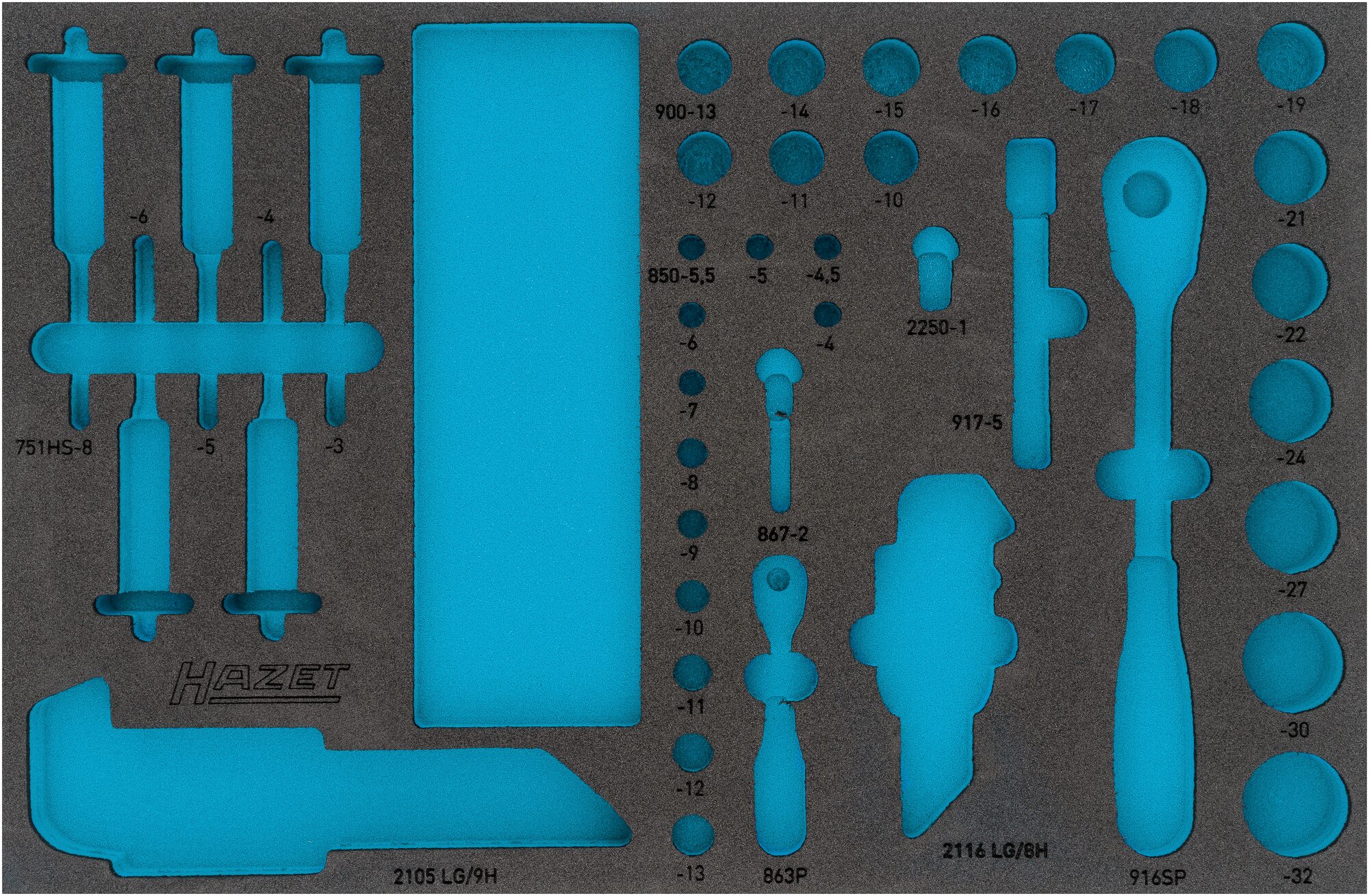 HAZET 2-Komponenten Weichschaumeinlage 163-466L ∙ L x B: 519 x 342 mm