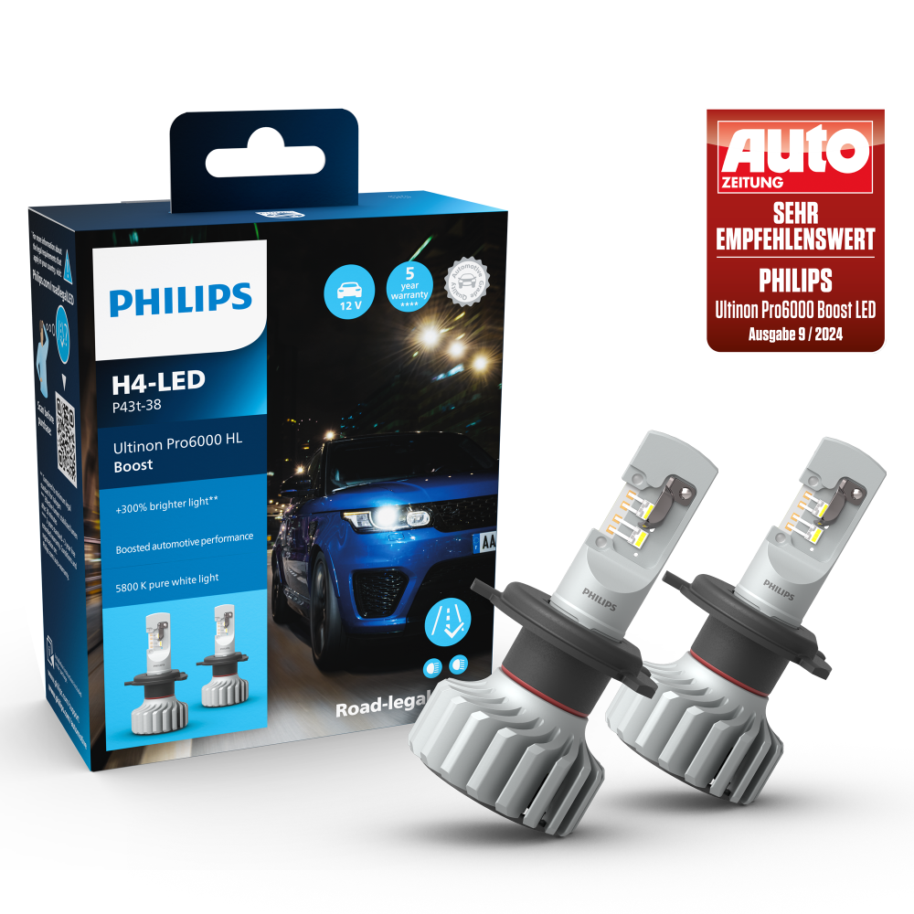 Philips Ultinon Pro6000 LED H4 BOOST GEN2 11342U60BX2 +300%*