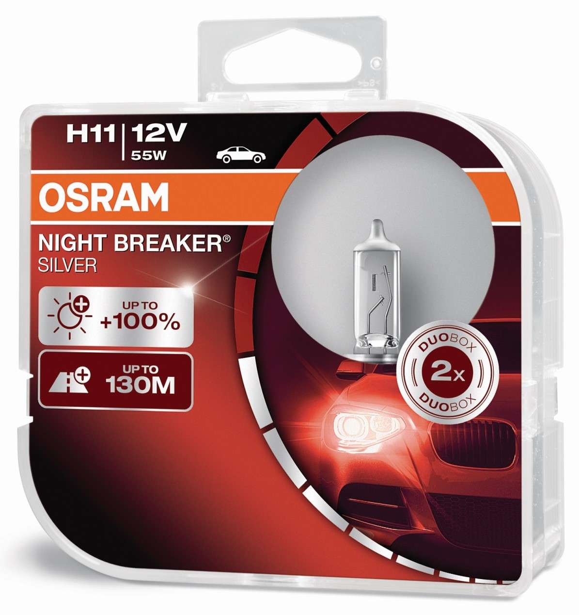H11 12V 55W PGJ19-2 NIGHT BREAKER® SILVER +100% 2 St. OSRAM
