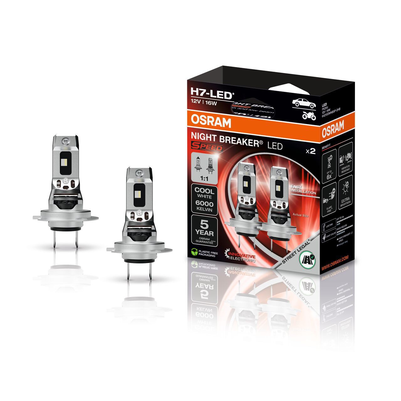 H7 NIGHT BREAKER LED SPEED StVZO-Konforme LED-Nachrüstlampe