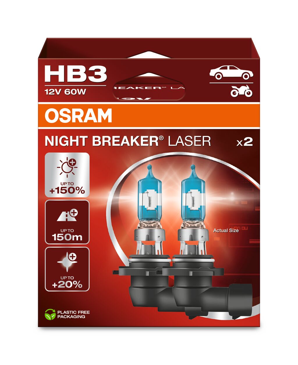 HB3 12V 60W P20d NIGHT BREAKER® LASER +150% mehr Helligkeit