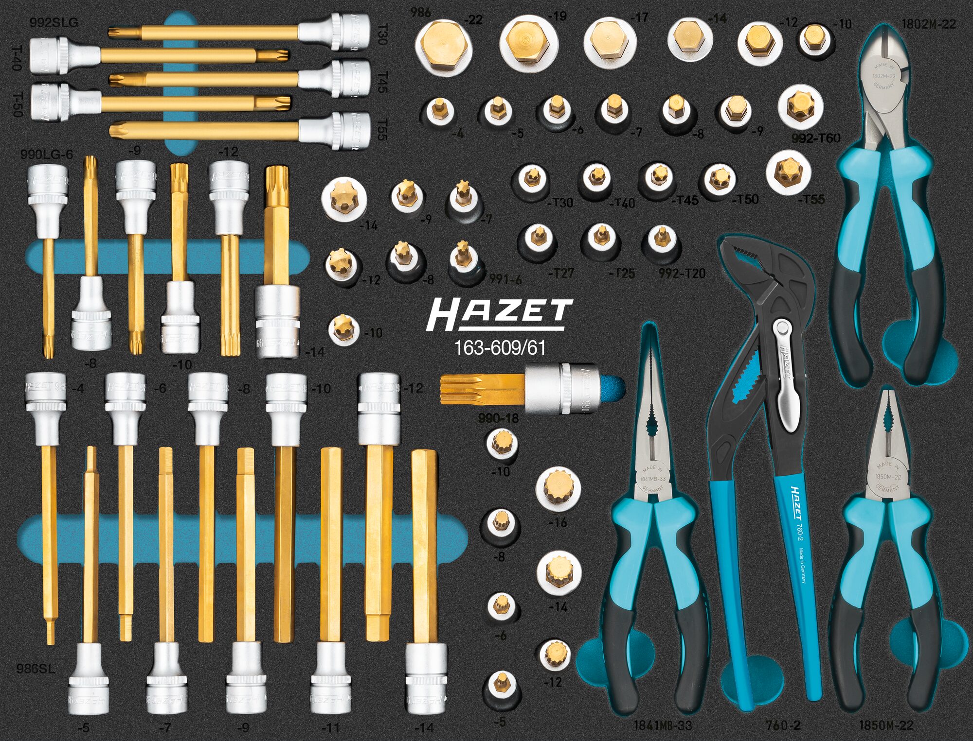 HAZET Schraubendreher-Steckschlüsseleinsatz Satz 163-609/61 ∙ 61-teilig