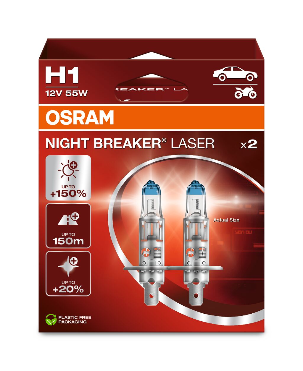 H1 12V 55W P14.5s NIGHT BREAKER® LASER +150% mehr Helligkeit