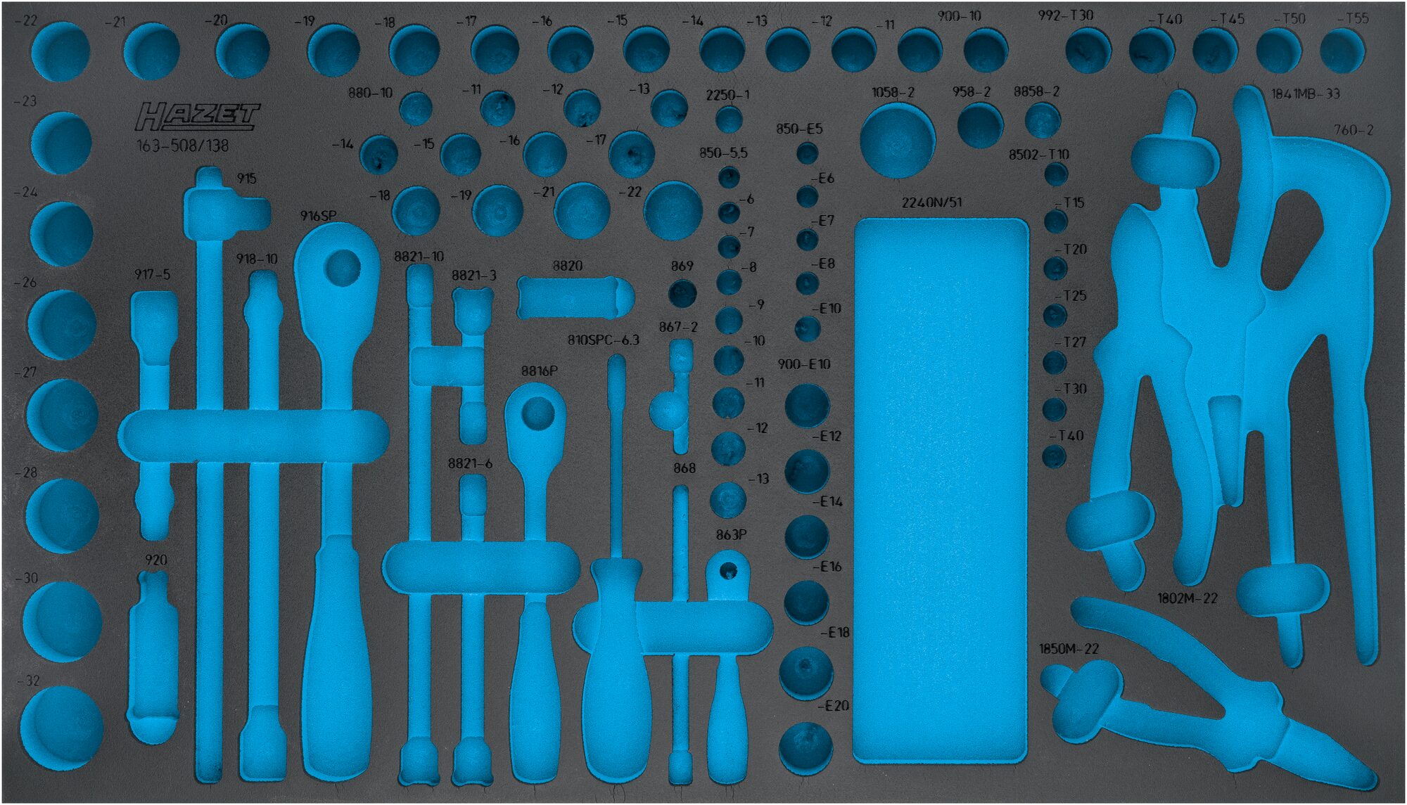 HAZET 2-Komponenten Weichschaumeinlage 163-508L ∙ L x B: 691 x 392 mm