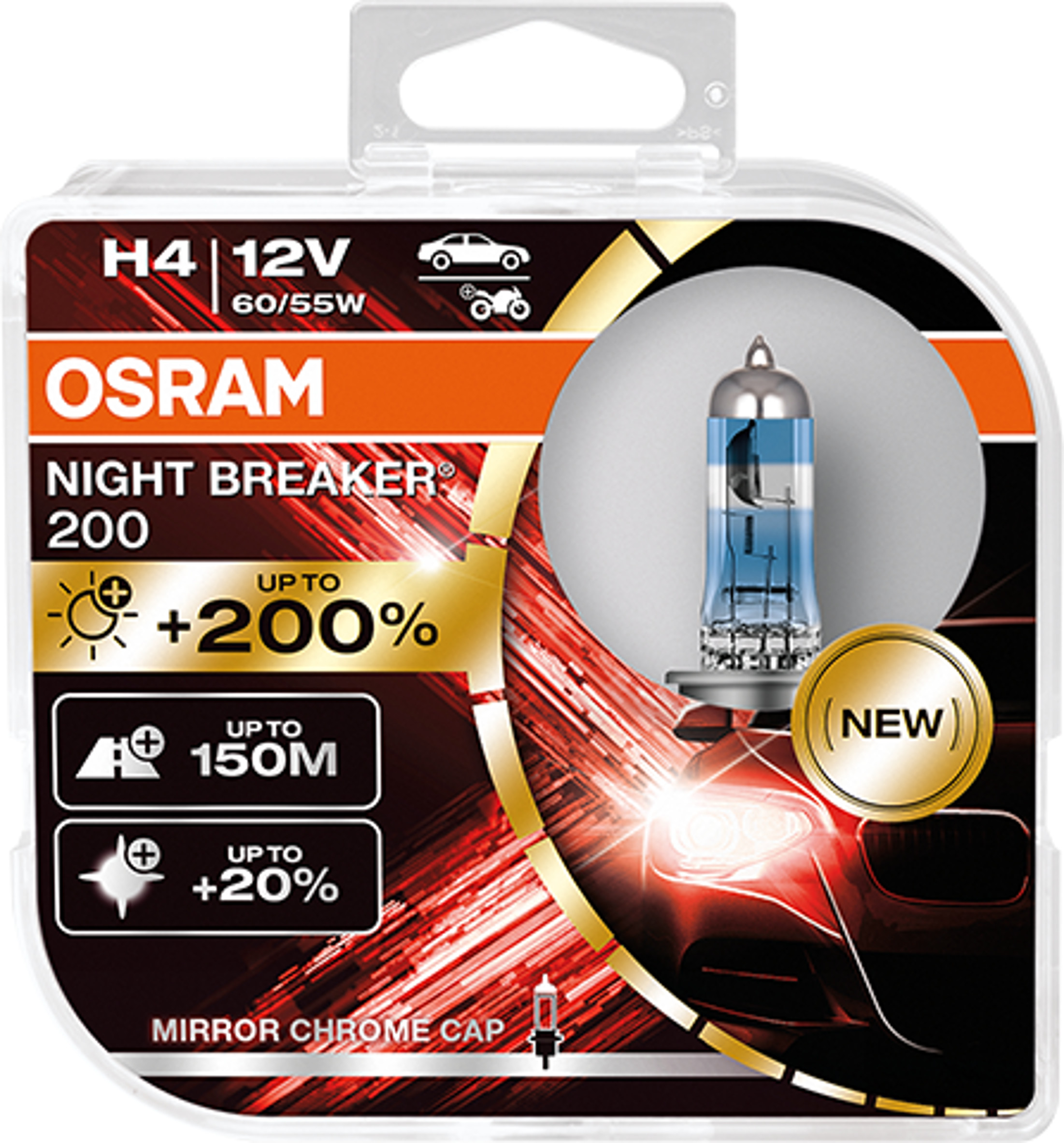 H4 12V NIGHT BREAKER 200 bis zu 200% mehr Licht 2St OSRAM