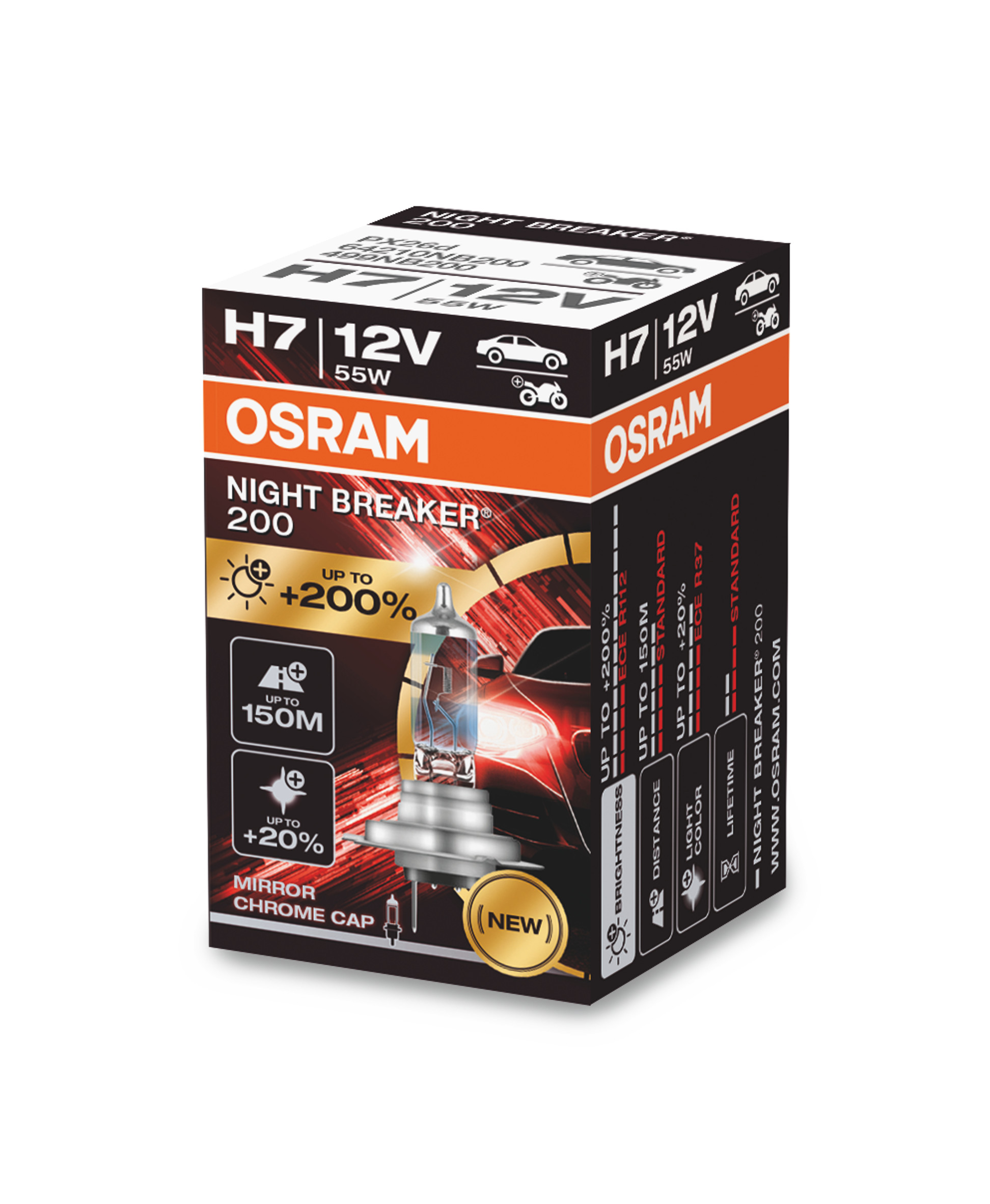 H7 12V 55W PX26d NIGHT BREAKER® 200 +200% 1St. OSRAM