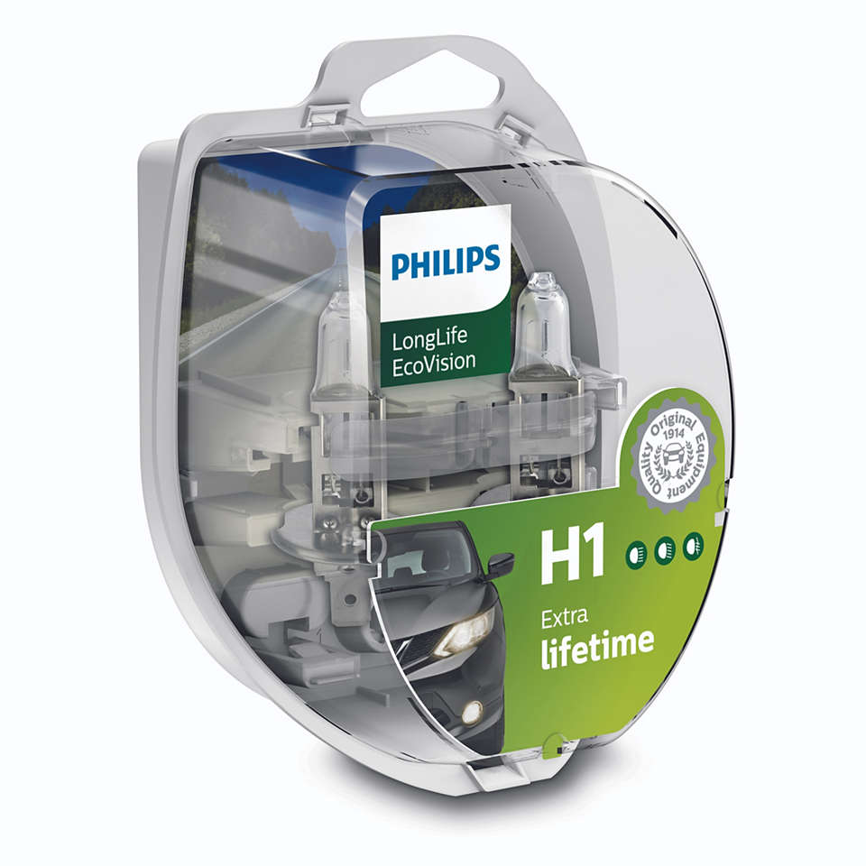 Philips H1 LongLife EcoVision Bis zu 4fache Lebensdauer 1225