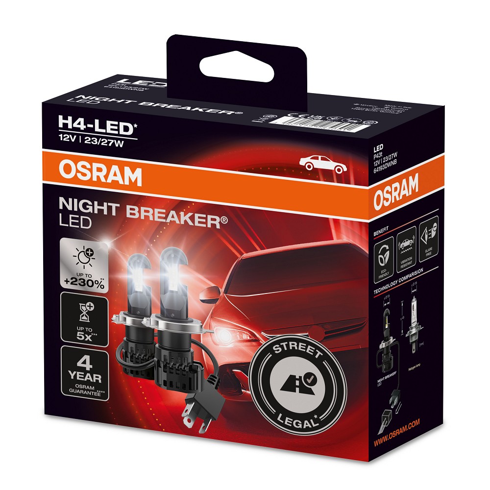 H4 NIGHT BREAKER LED +230% StVZO-Konforme LED-Nachrüstlampe