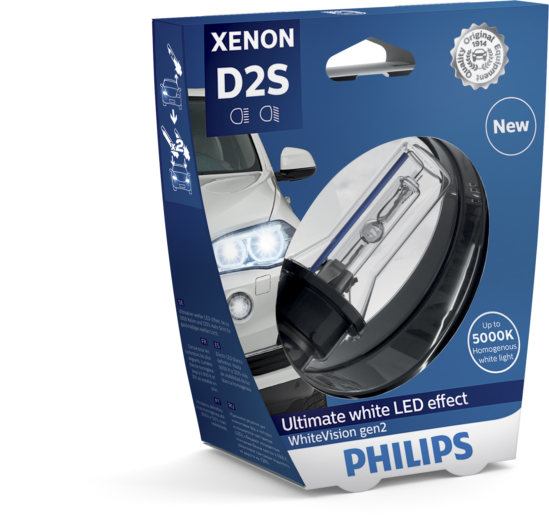 Philips D2S WhiteVision gen2 +120% 85122WHV2S1