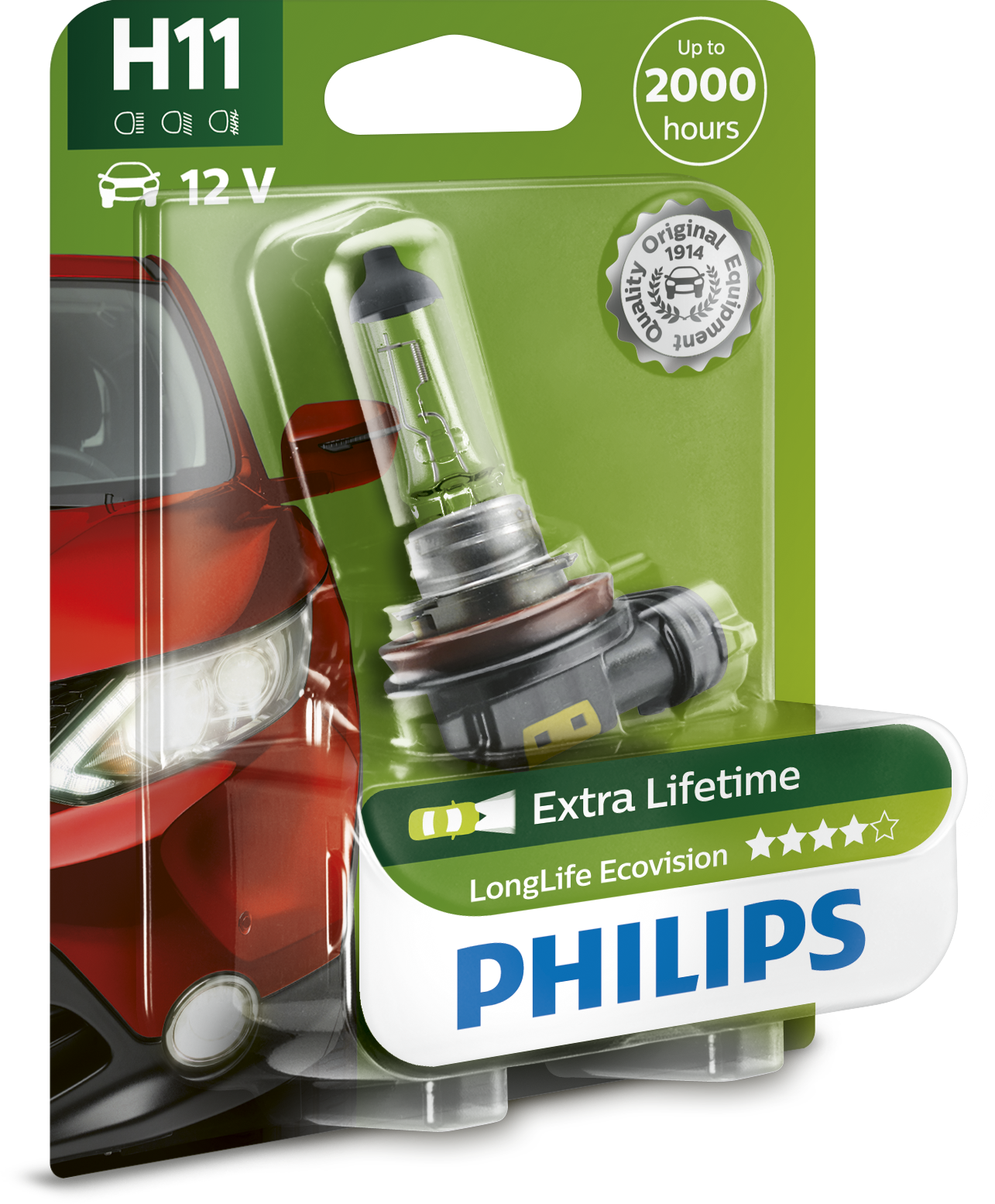 Philips H11 LongLife EcoVision Bis zu 4fache Lebensdauer 123