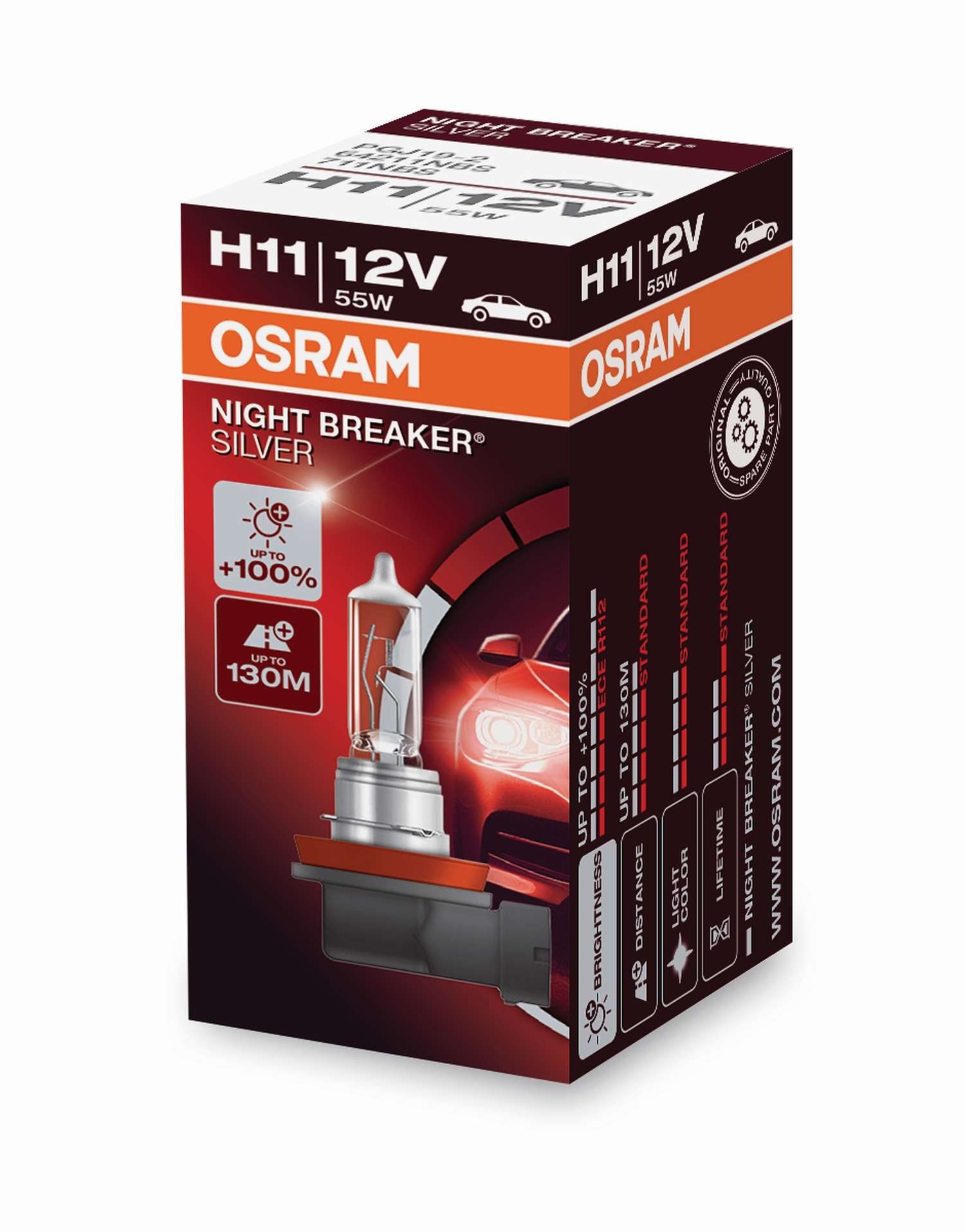 H11 12V 55W PGJ19-2 NIGHT BREAKER® SILVER +100% 1 St. OSRAM