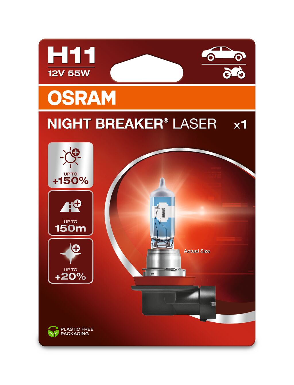 H11 12V 55W PGJ19-2 NIGHT BREAKER® LASER +150% mehr Helligke